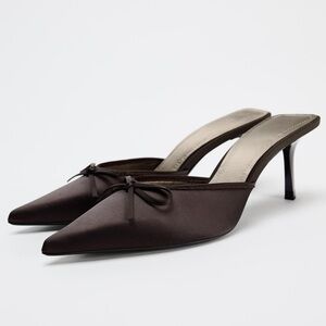 Zara Women's Brown Pointed-Toe Mules